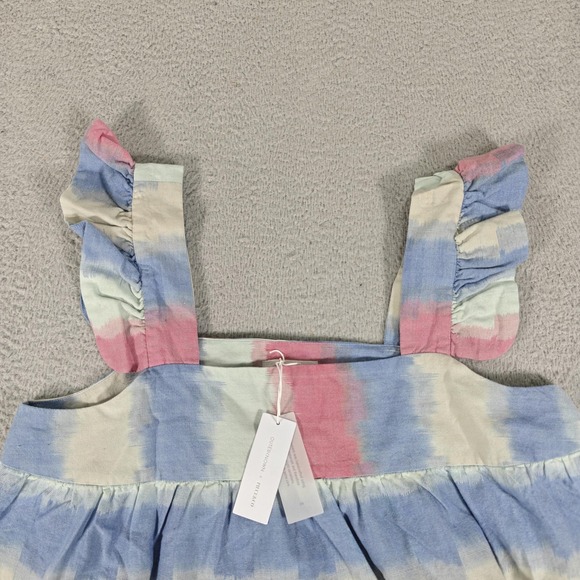 Outerknown Astrid Top Womens XL Multicolor Stripe Organic Cotton Tank Ruffle New - Picture 3 of 14